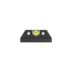 Night Fision Night Sight Set, black rear view with two white dots and yellow center marking