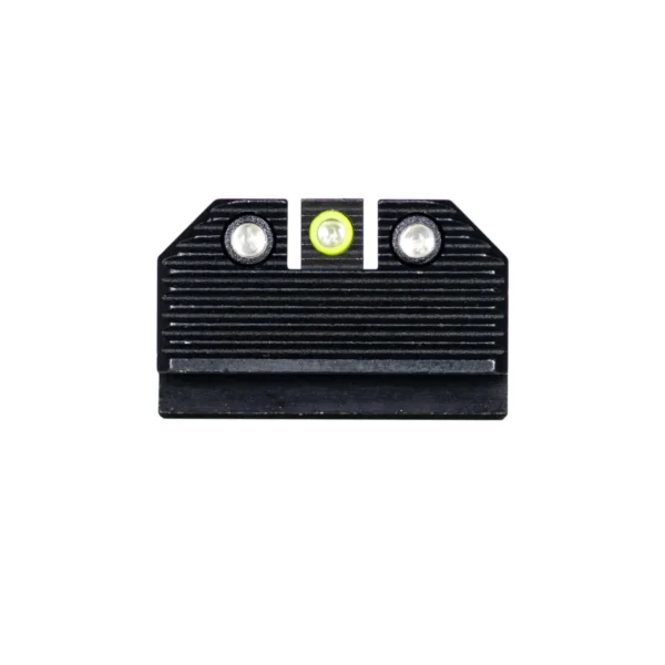 Night Fision Optics Ready Stealth Night Sight Set, front view of black sight with yellow center dot