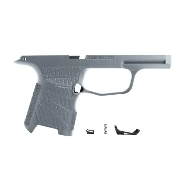Wilson Combat Grip Module for P365, grey left-side view with textured grip and small parts