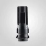 Dead Air KeyMo Flash Hider, black upright view with open ports and threaded base