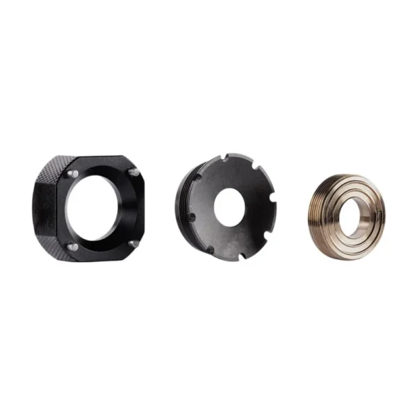 Dead Air R-Series Wipe Cap Assembly, three black and bronze circular metal components