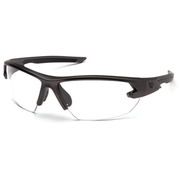 Pyramex Venture Gear Semtex 2.0, front angled view with gunmetal frame and clear wraparound lens