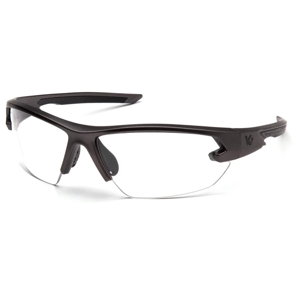primary-42693 Pyramex Venture Gear Semtex 2.0, front angled view with gunmetal frame and clear wraparound lens