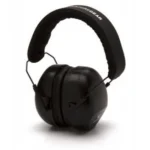 Pyramex VG80 Series ear muffs, black angled view with padded headband and ear cups