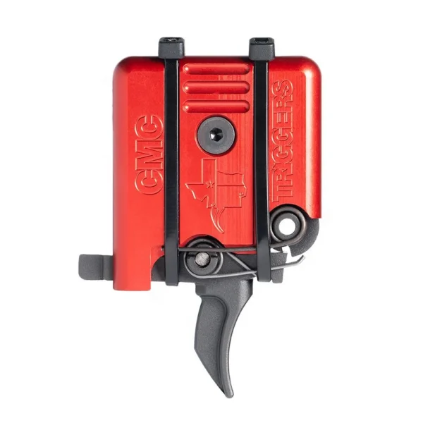 CMC Triggers AR-15/10 Single Stage Component Trigger, red housing with curved black trigger