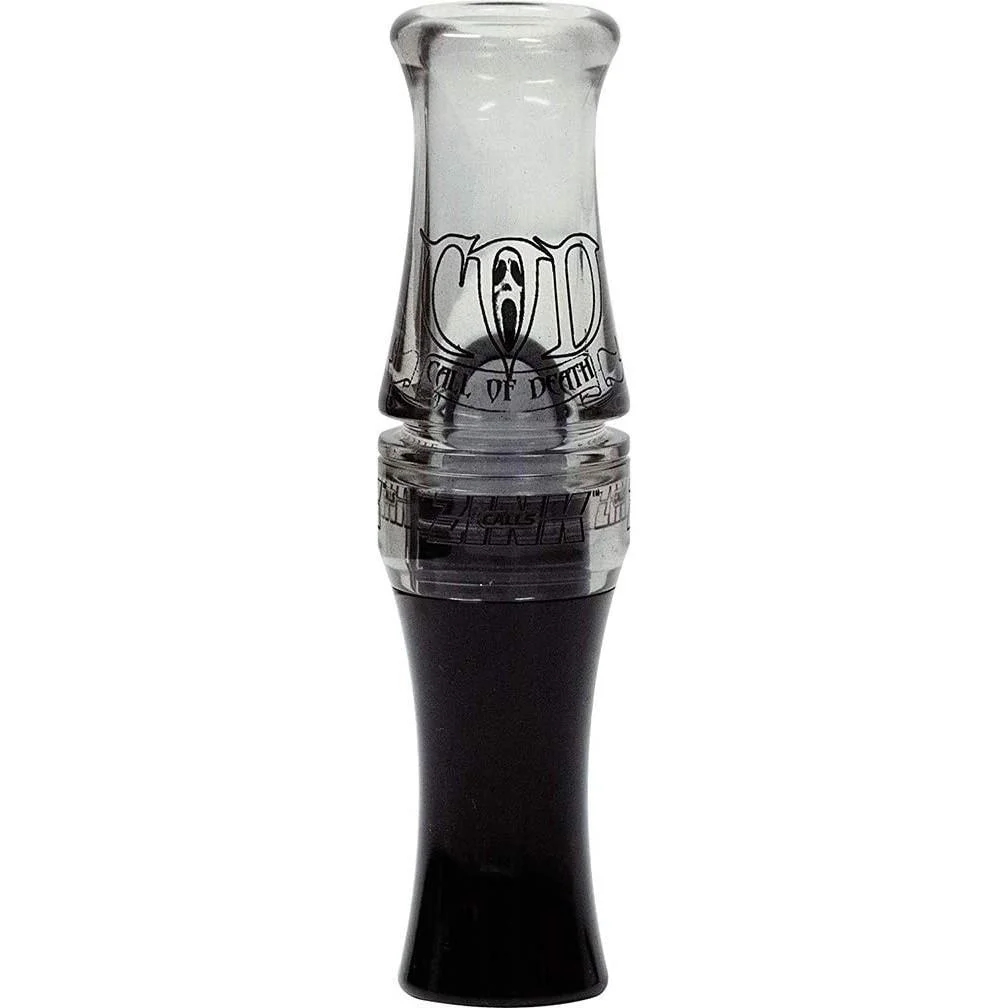 primary-42737 AVIAN Zink COD Call of Death Goose Call Gunsmoke upright with clear barrel and black body