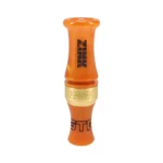 AVIAN Zink Green Top Rocker Duck Mouth Call, orange call with gold band in front view