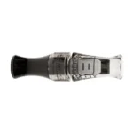 AVIAN Zink NBG Nothing But Green Duck Call Gunsmoke, side view with clear barrel and black tip