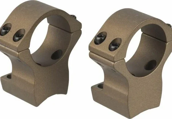Talley Lightweight Alloy Scope Mount Combo, bronze, angled view of two scope rings