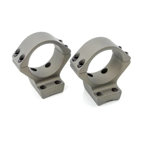 Talley Browning X-Bolt scope mounts, smoked bronze angled view of two mounting rings