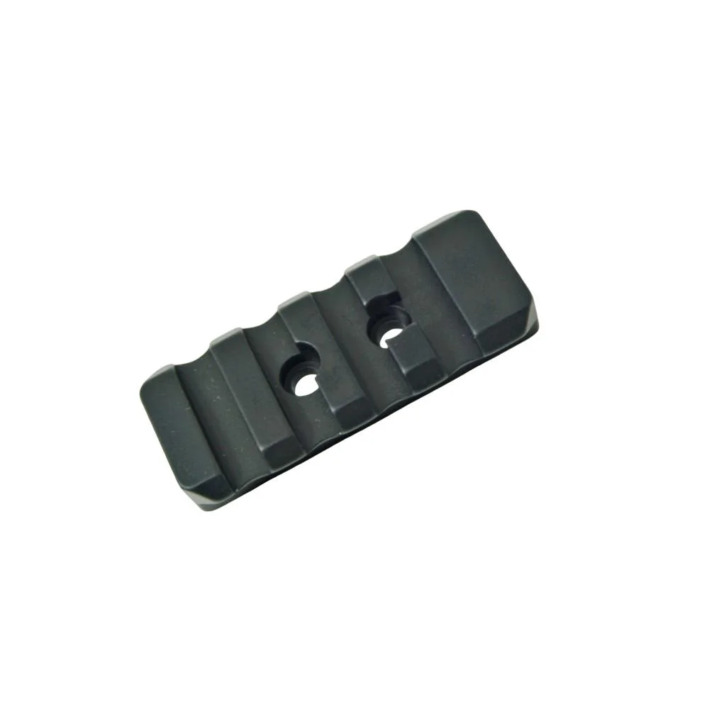primary-42838 Talley Micro Picatinny Rail, black angled top view with mounting slots
