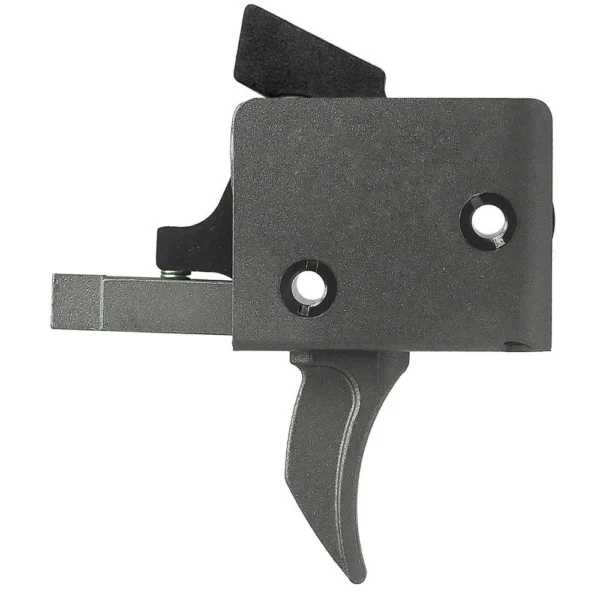 CMC AR15/AR10 Trigger Group, tungsten side view with curved trigger and black housing