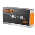 HSM Tipping Point 2 Rifle Ammunition, grey and orange box in front angled view