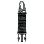 GrovTec Snap Hook Buckle Accessory, black, front view with hook, webbing and buckle