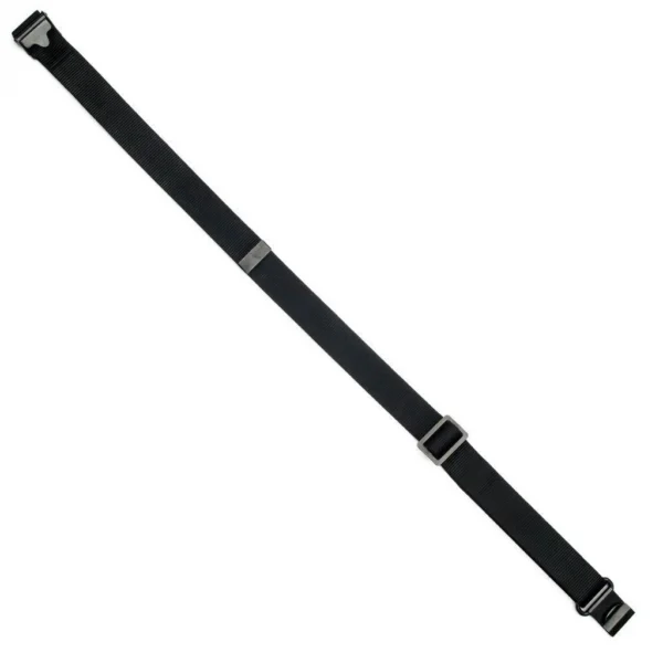 GrovTec Clip Hook Style Sling in black, extended diagonally with adjustment buckle and end clips