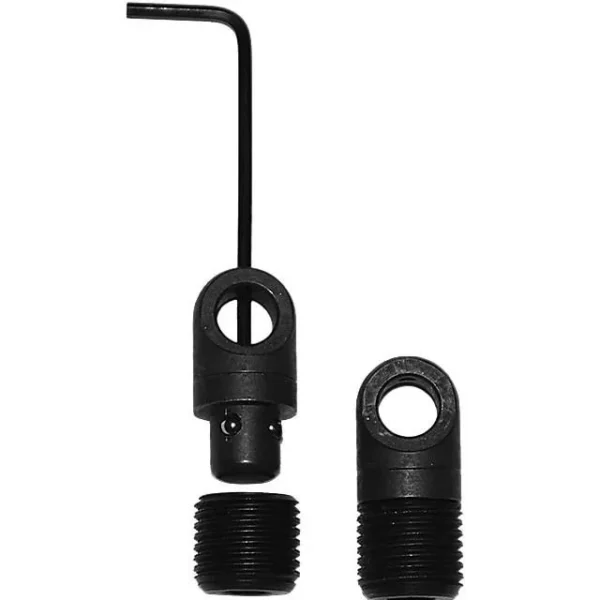 GrovTec Snap Hook Multi Adaptors Swivel Set black threaded adaptors, front view
