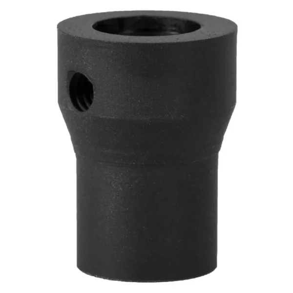 Grovtec Push Button Base to Stud Adaptor Fixed Black, angled view with threaded side hole