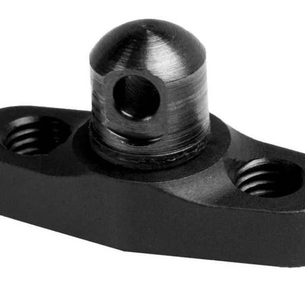 Grovtec Flanged Stud Mount Keymod Black, angled view with two mounting holes and raised stud