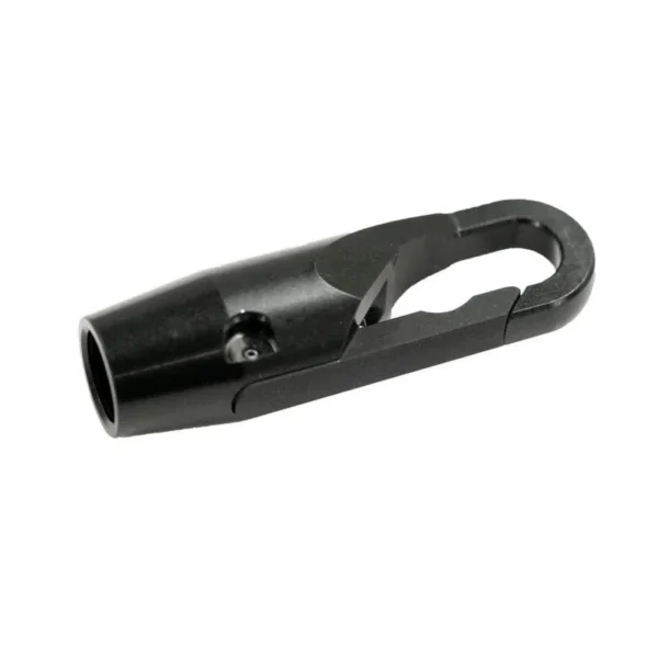 GrovTec Snap Hook HD Push Adaptor black metal snap hook, angled side view
