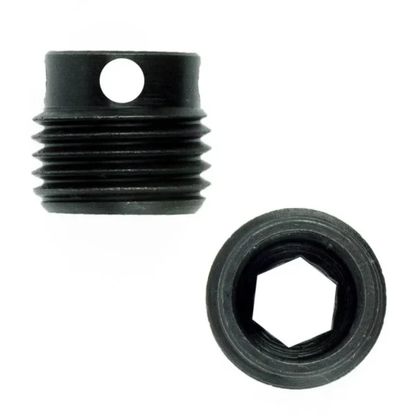 GrovTec Non-Rotating Push Button Base in black, shown from side and top