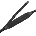 Grovtec Molle Padded Sling, black angled view with wide padded section and locking swivels