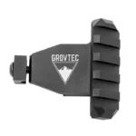 Grovtec PAR 45 Degree Picatinny Angled Rail Black, side view with ridged rail and logo