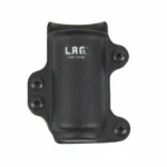 L.A.G. Tactical MCS Flashlight and Pepper Spray Holster, black front view with mounting screws