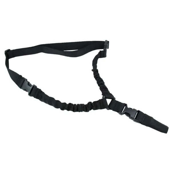 Tacfire One Point Double Bungee Rifle Sling, black sling with buckle and elastic sections