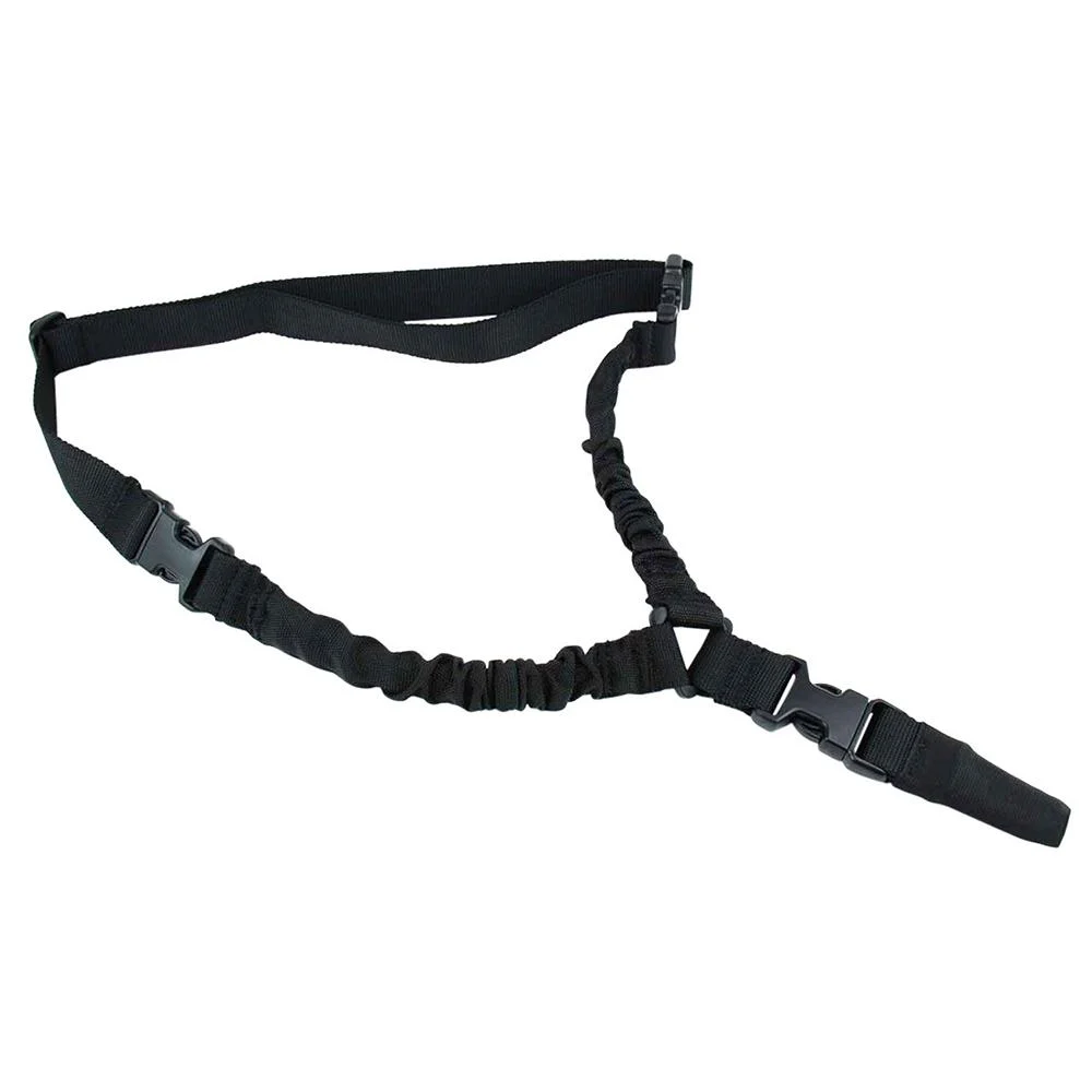 primary-42945 Tacfire One Point Double Bungee Rifle Sling, black sling with buckle and elastic sections
