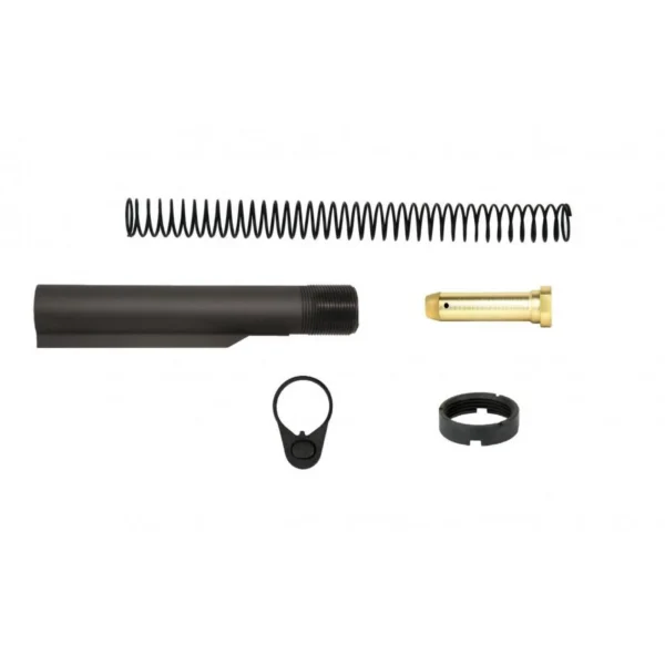 TacFire AR-15 6-Position Mil-Spec Buffer Tube Kit, black tube, spring and loose hardware