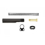 TacFire AR-15 6-Position Mil-Spec Buffer Tube Kit, black tube, spring and small parts laid out
