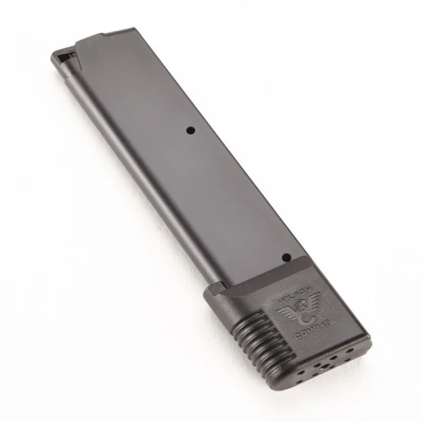 Wilson Combat 1911 Handgun Magazine, gray angled view with black wrap-around base pad
