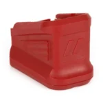 ZEV Basepad, red basepad in angled side view with raised ZEV logo