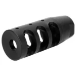 TacFire Nitrided Compact Compensator, black angled view with side ports and round muzzle opening