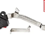 ZEV PRO Curved Face Glock Trigger Upgrade Bar Kit Gen5, black trigger with red safety and silver bar