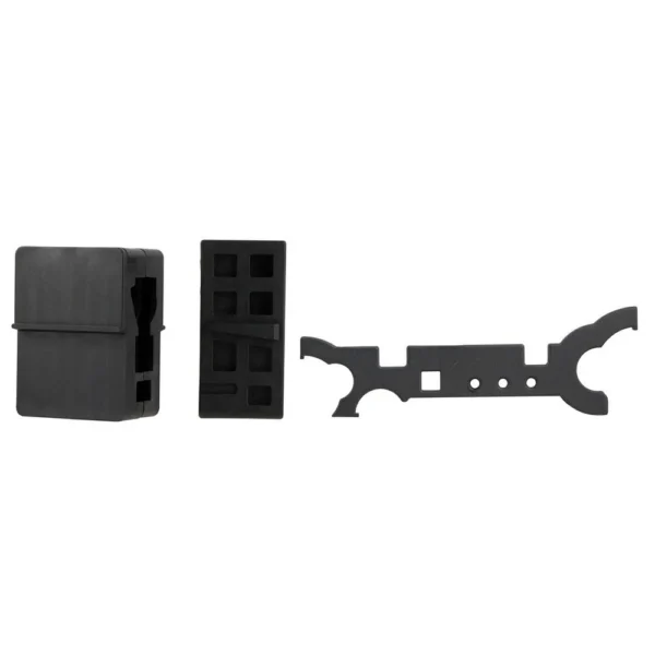 Tacfire 3-Piece Armorer's Kit, black pouch, block and wrench laid out