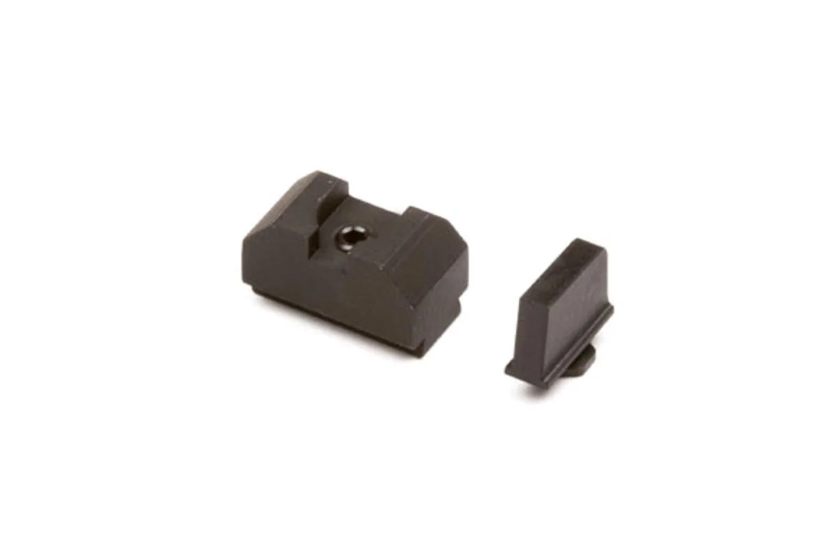 primary-43005 ZEV Sight Set, black front and rear sight pieces viewed at an angle