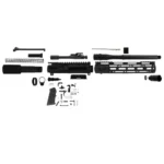 TacFire AR 300 Blackout Pistol Build Kit, black unassembled components arranged in rows