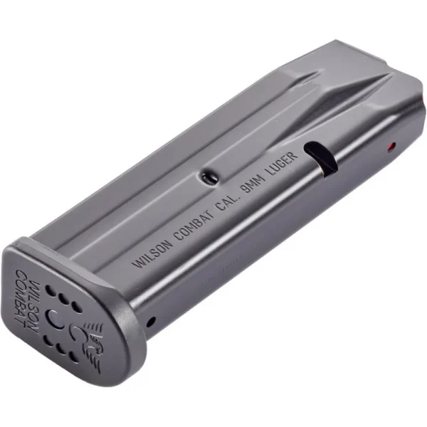 Wilson Combat EDC X9 Handgun Magazine, gray angled view with black base plate