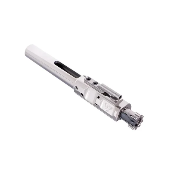 Wilson Combat AR-10 Bolt Carrier Assembly, silver metal assembly in angled side view