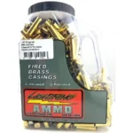 Lightning Ammo Reconditioned Cleaned and Polished Handgun Brass, clear handled jug of brass casings