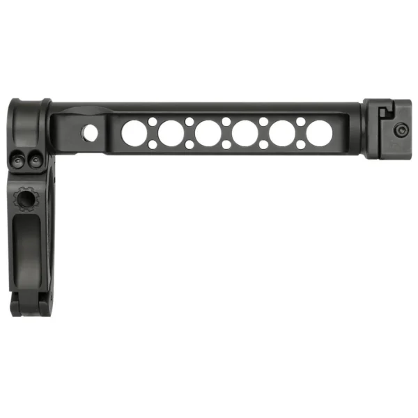 Midwest Industries Side Folder, black skeletonized folding arm and hinge, side view