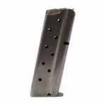 Rock Island Armory Handgun Magazine for 1911 Compact dark metal magazine, angled side view