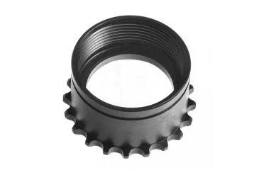 Troy Barrel Nut - Standard, black angled view showing threaded centre and toothed rim