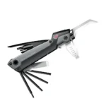 Real Avid Gun Tool Pro open gray and black multi-tool with knife and fold-out implements