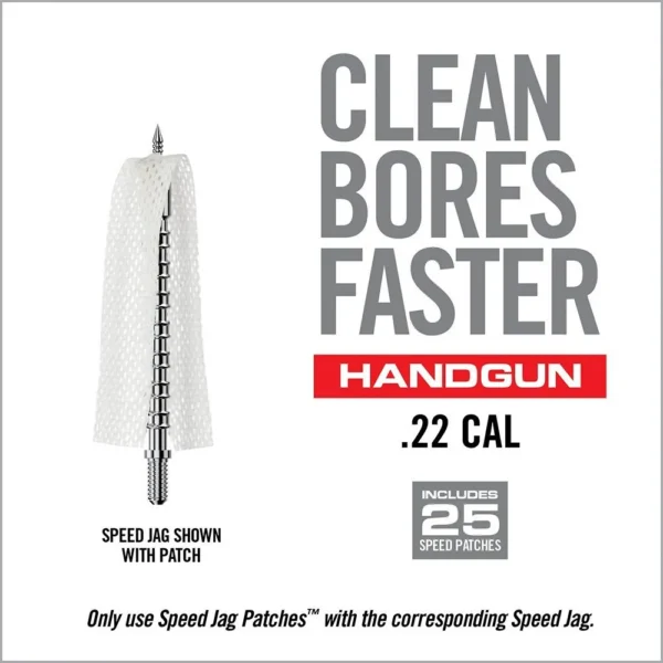 Real Avid Bore-Max Speed Jag .22/.223, package front with metal jag, white patch and red handgun label