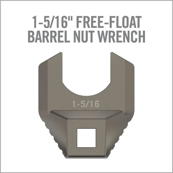 Real Avid Master-Fit 1-5/16'' Free-Float Barrel Nut Wrench gray front view with square drive hole