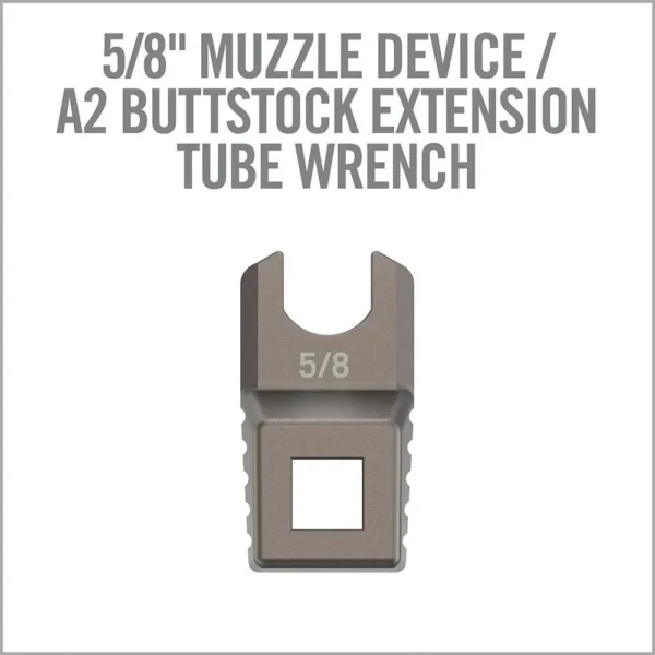 Real Avid Master-Fit 5/8'' Muzzle Device / A2 Buttstock Ext Tube Wrench gray front view