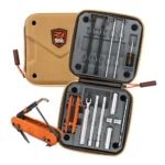 REAL AVID BREECH PLUG MAINTENANCE KT, open tan cases with tools and orange folding tool