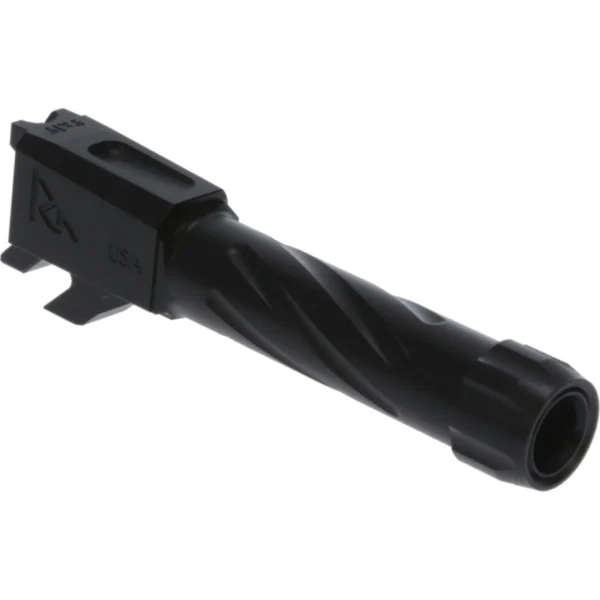 Rival Arms Steel Drop in Barrel for Hellcat V1, black angled view with threaded muzzle
